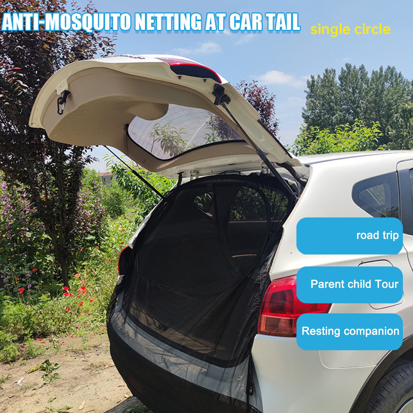 Cheap Goat Tents Fly Screen Magnetic For Vans Car Tailgate Net Anti Mosquitoes Rear Sunshade Screen Trunk Privacy Mesh For Self Driving Camping   